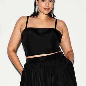 The Occasion by Old Navy Black Satin Crop Top